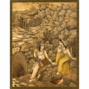 Divine Forest Harmony – Handmade Traditional Miniature Painting