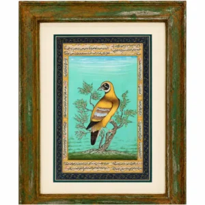 Golden Songbird Heritage – Handmade Traditional Miniature Painting