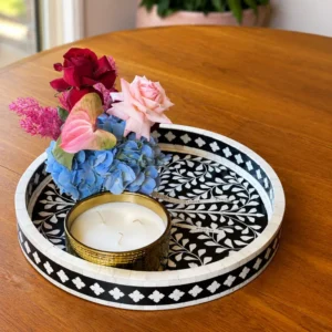 Handcrafted Bone Inlay Serving Tray