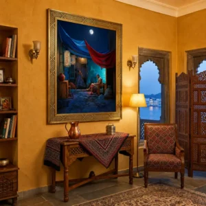 Moonlit Heritage Courtyard Canvas