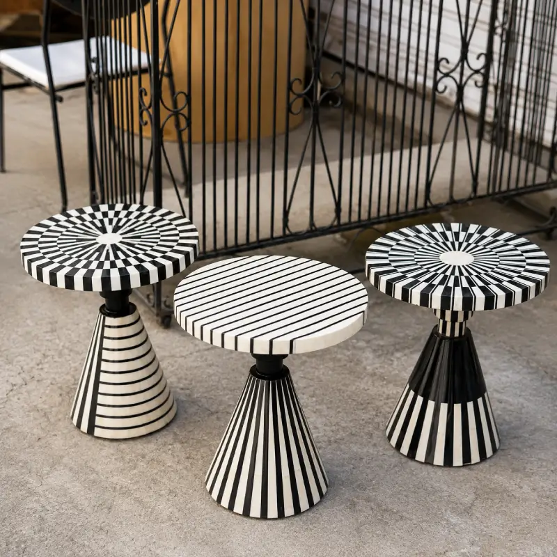 Noir Rhythm Inlay Table Trio