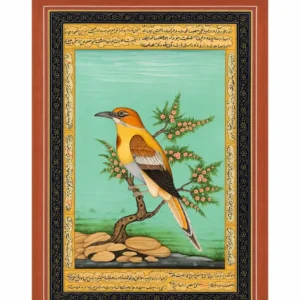Royal Songbird Scroll – Handmade Traditional Miniature Painting