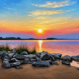 Twilight Lakeshore Serenity Canvas