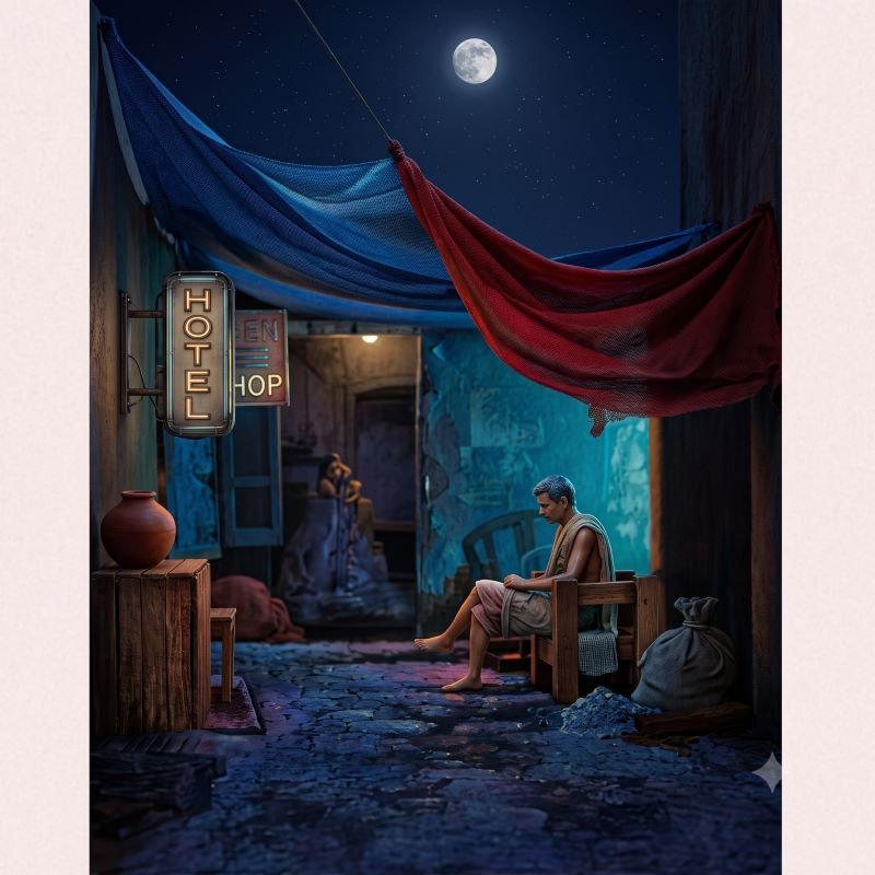 Moonlit Heritage Courtyard Canvas - Image 2